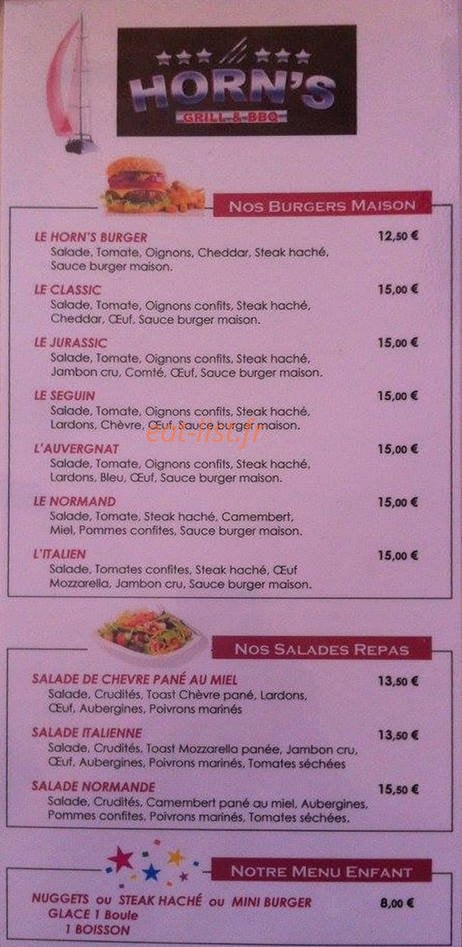 Le Horn's — carte page 1