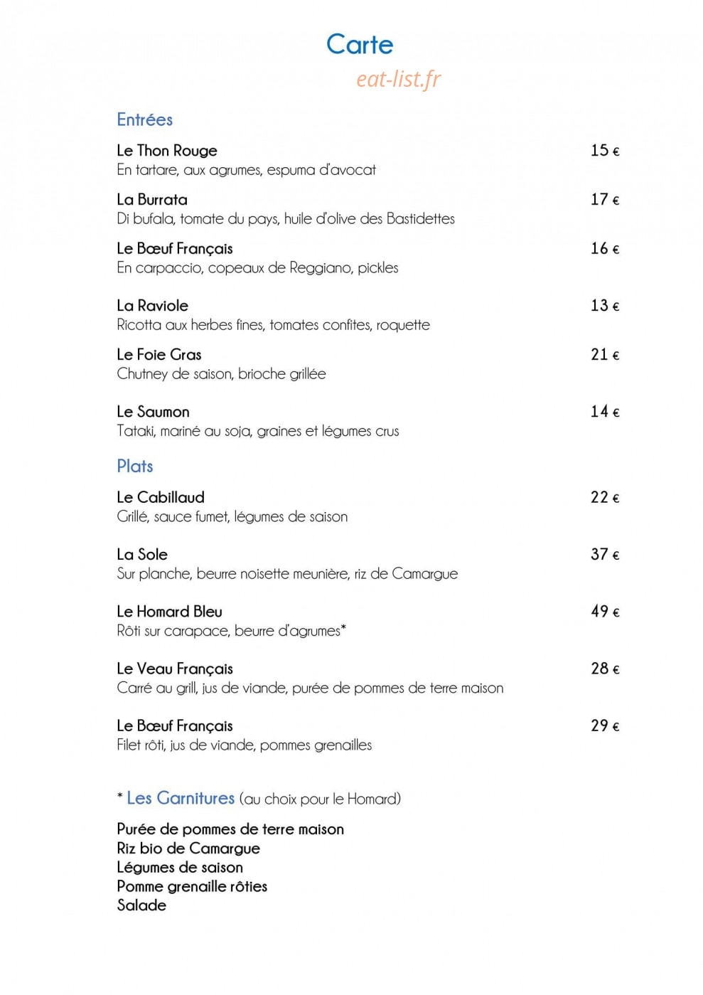Le restaurant du Spinake — carte page 2