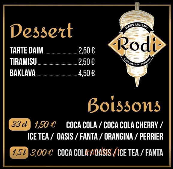 Le restaurant Rodi — carte page 6