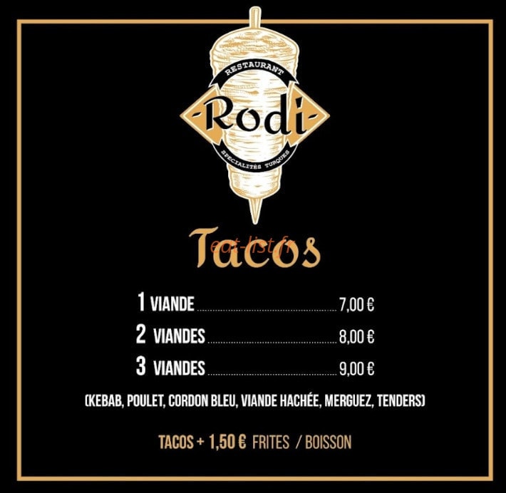 Le restaurant Rodi — carte page 5