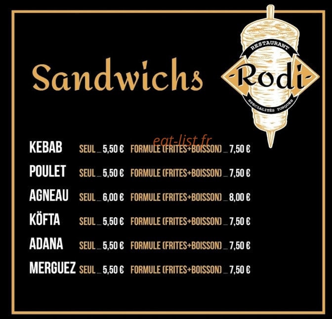 Le restaurant Rodi — carte page 4