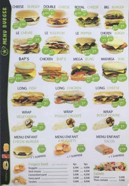 Ô Burger & Juices — carte page 2