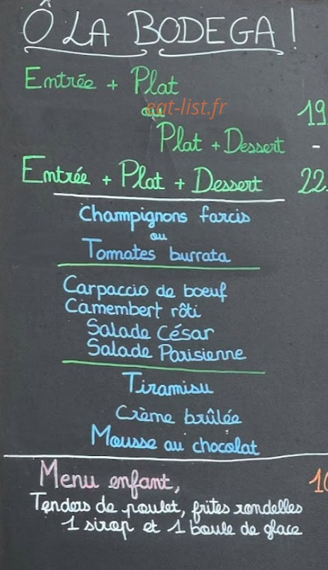 Ô La Bodega — carte page 1