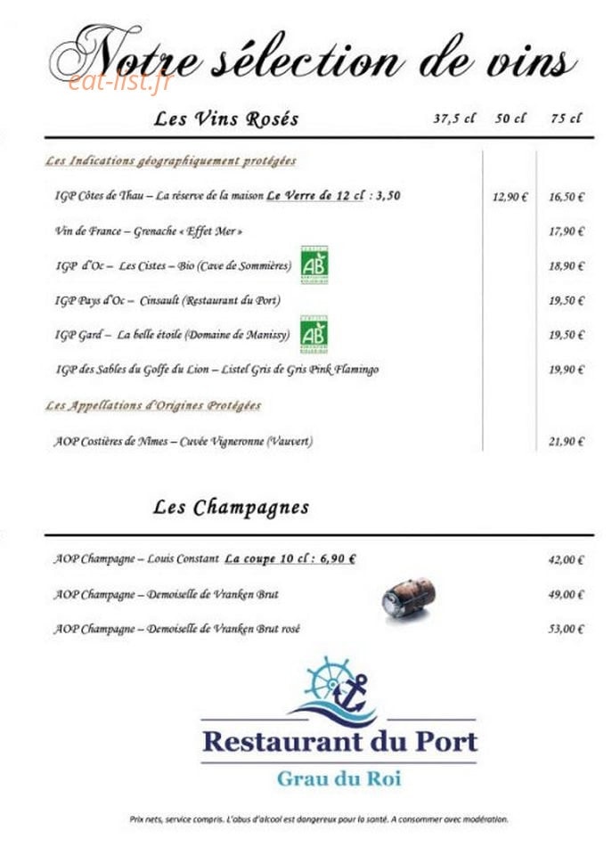 Restaurant du Port — carte page 6