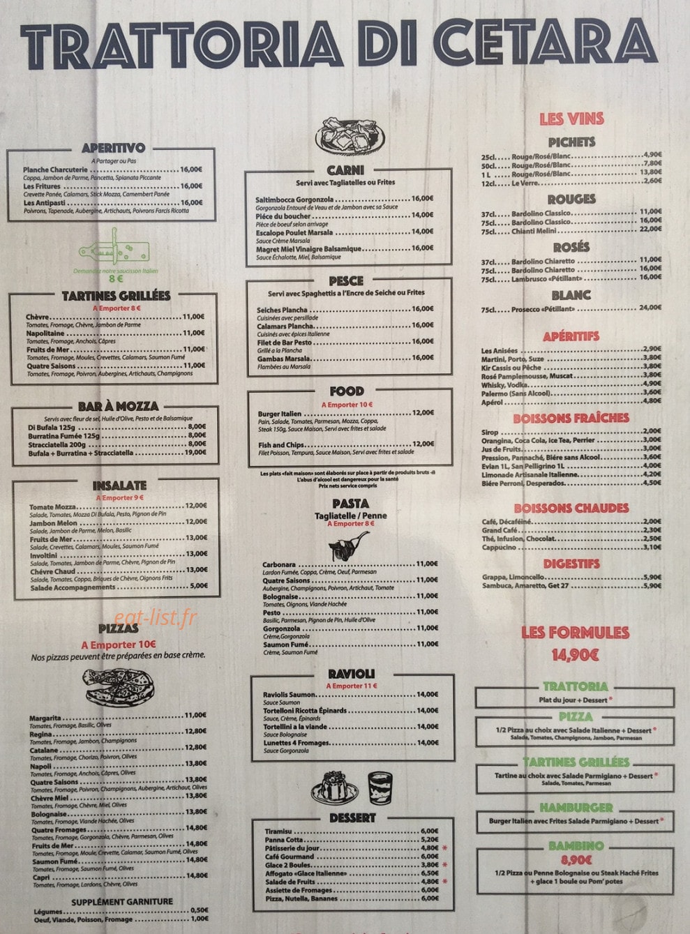 Trattoria Di Cetara — carte page 1