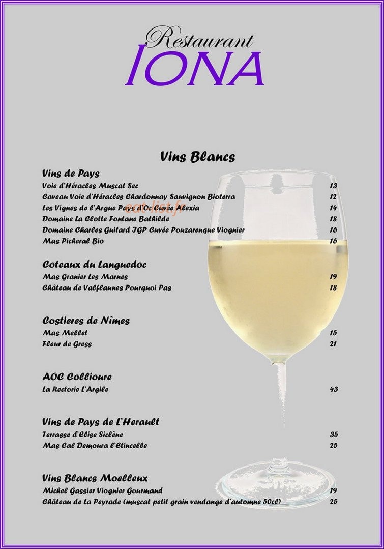 Restaurant Iona — carte page 6