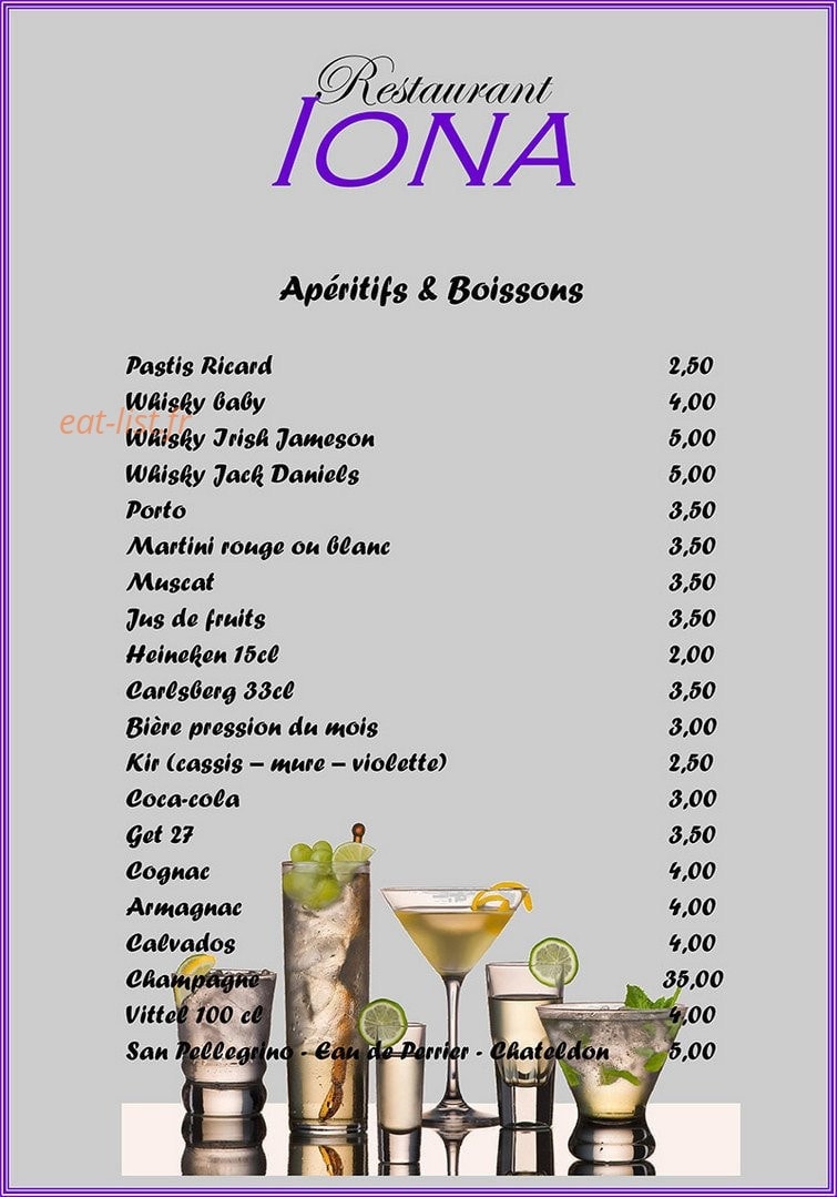 Restaurant Iona — carte page 4