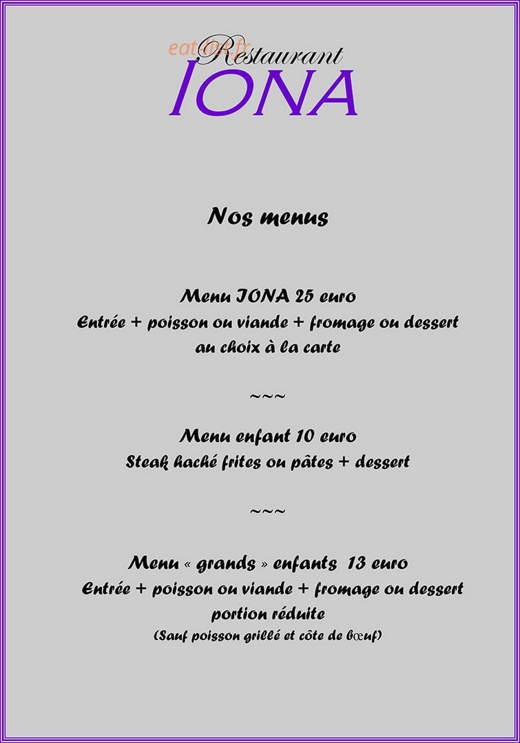 Restaurant Iona — carte page 3