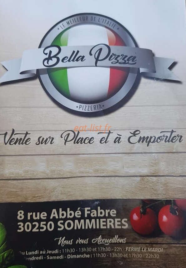 Bella pizza — carte page 1