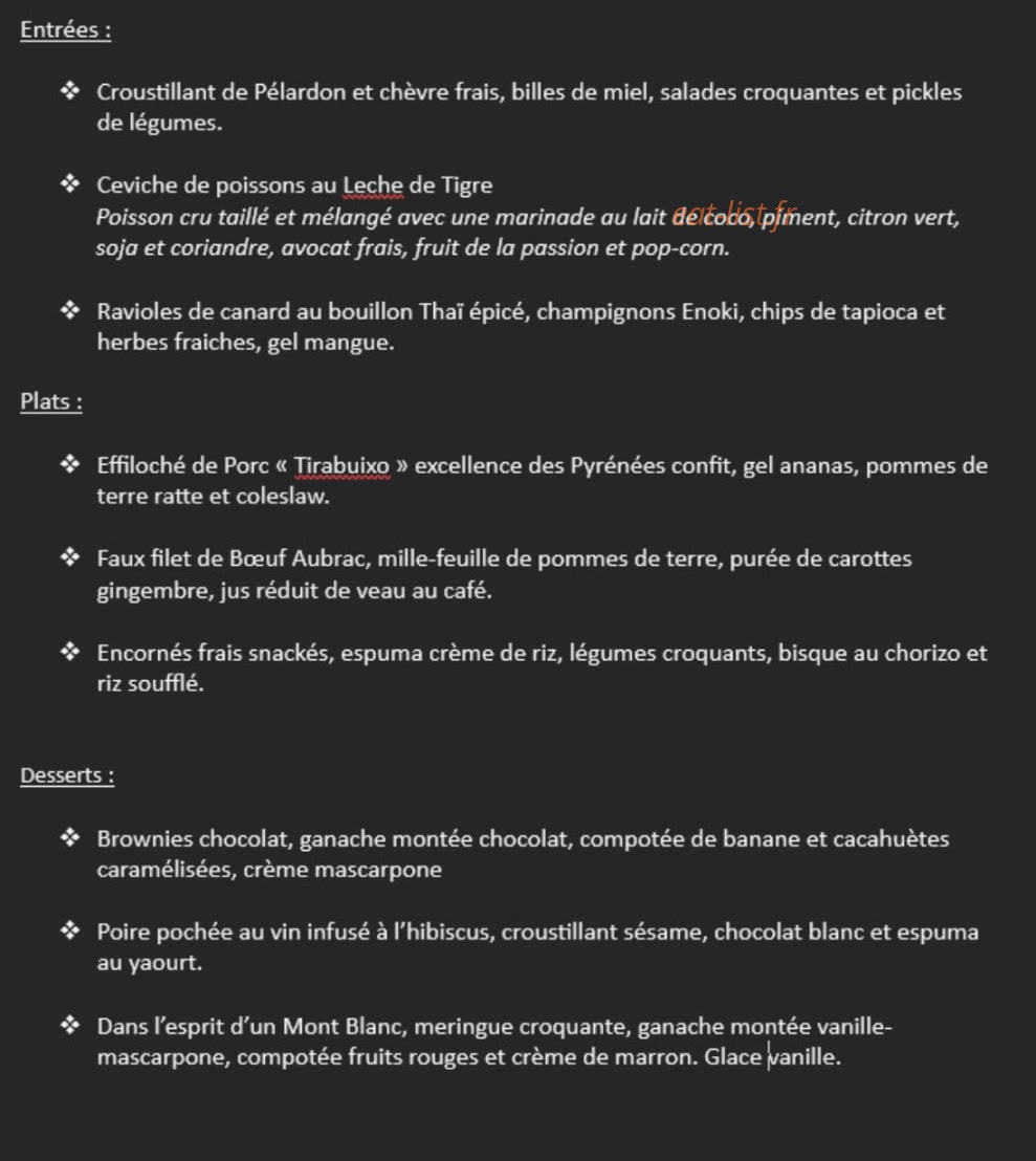 Bistro Mundo — carte page 1