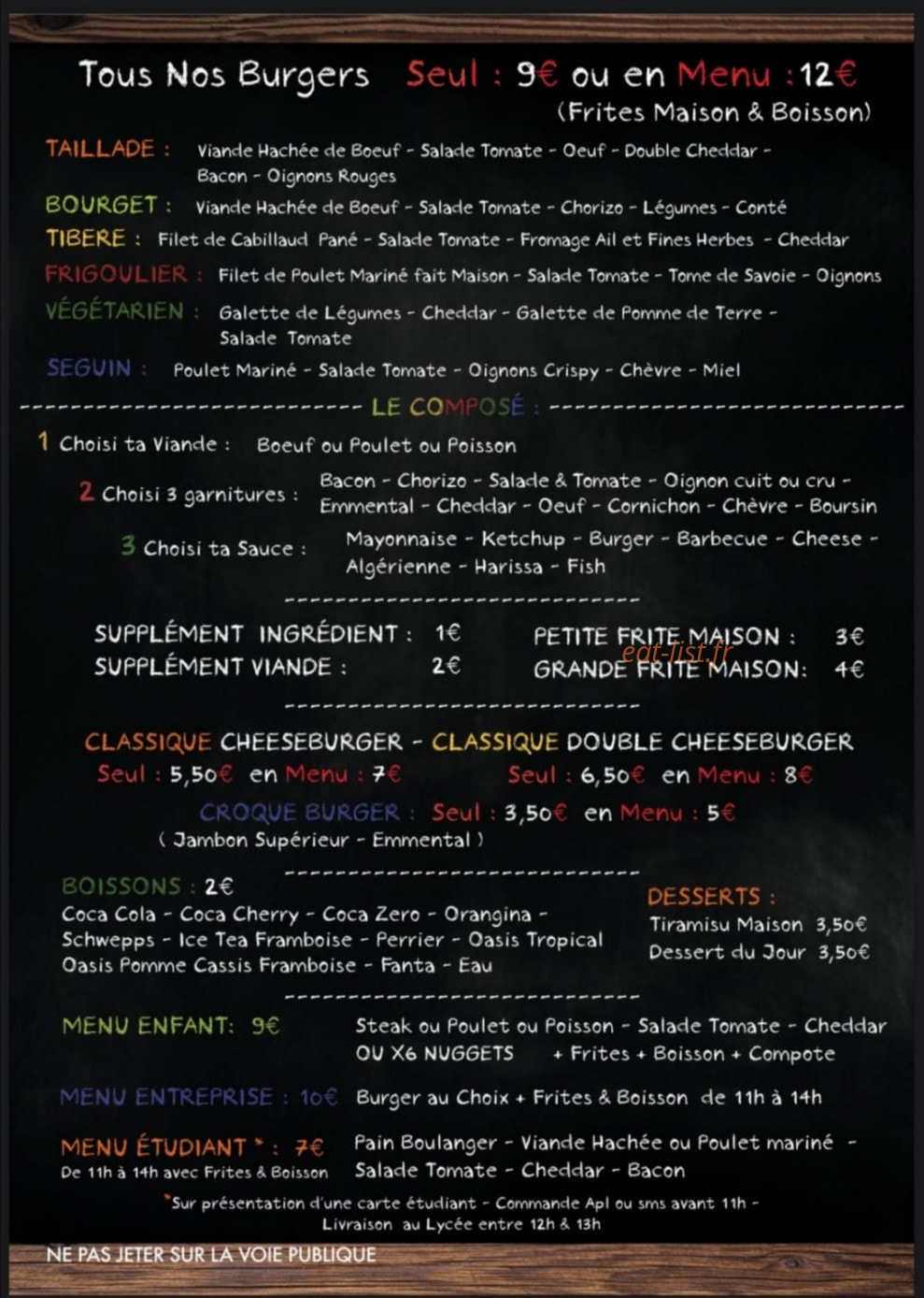 L'Atelier Du Burger — carte page 1