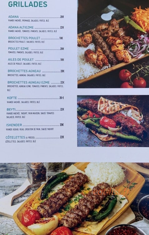 Carte et menu de La maison de la viande turquoise à Sommieres — Les grillades