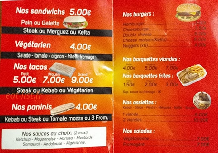 Snack de l’Union — carte page 1