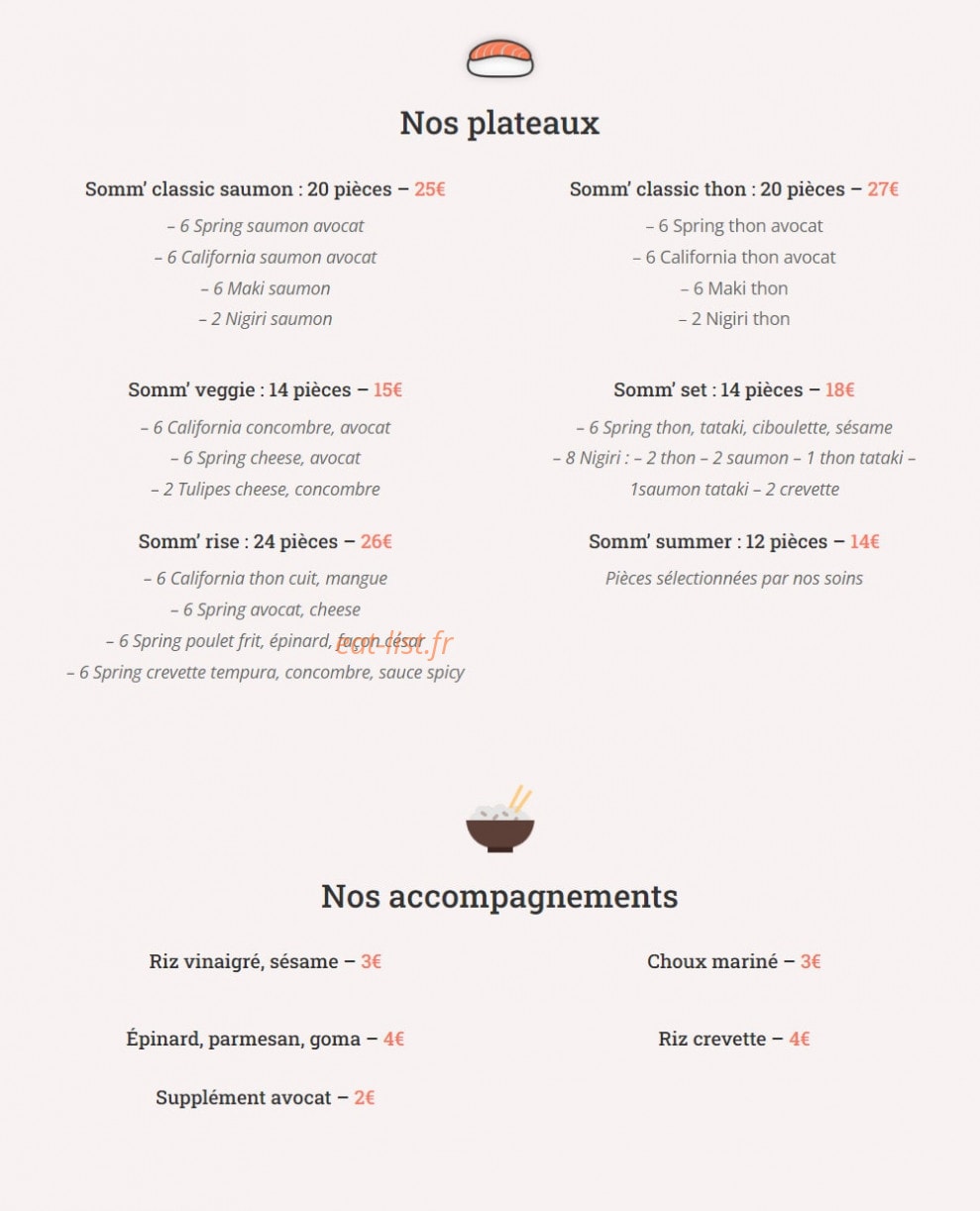 Somm'Sushi — carte page 2
