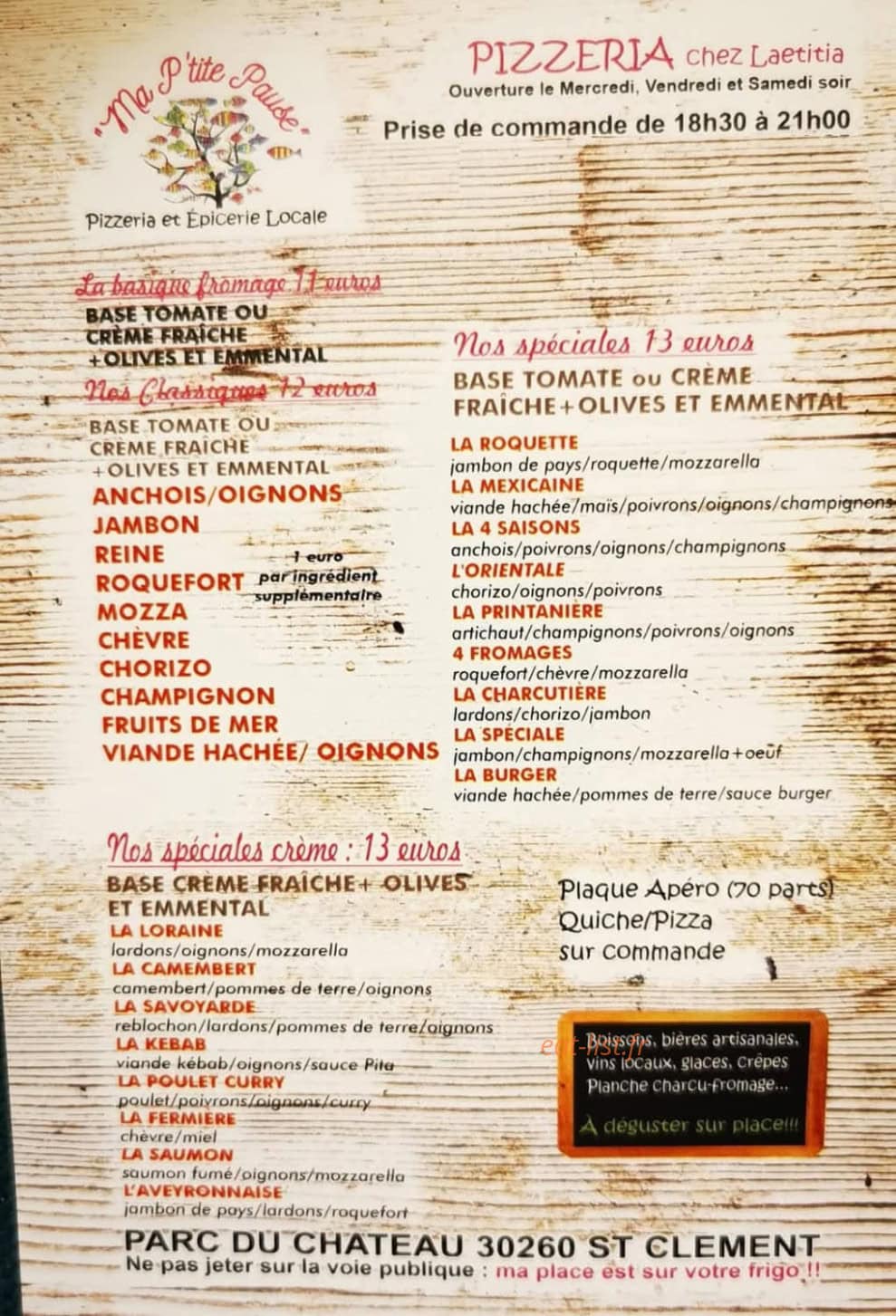 Ma P'tite Pause — carte page 1