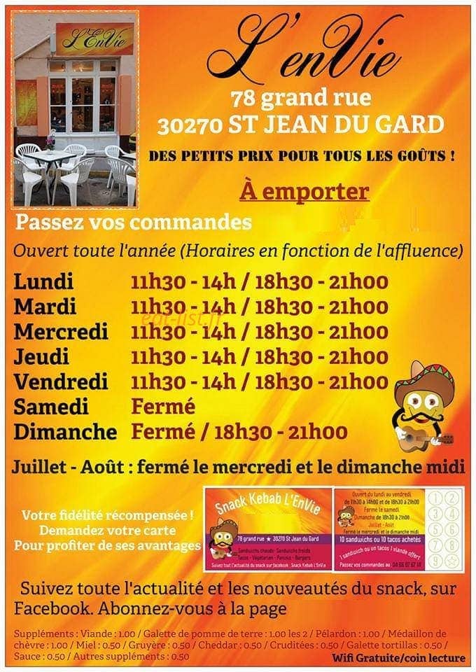 Snack L'EnVie — carte page 1