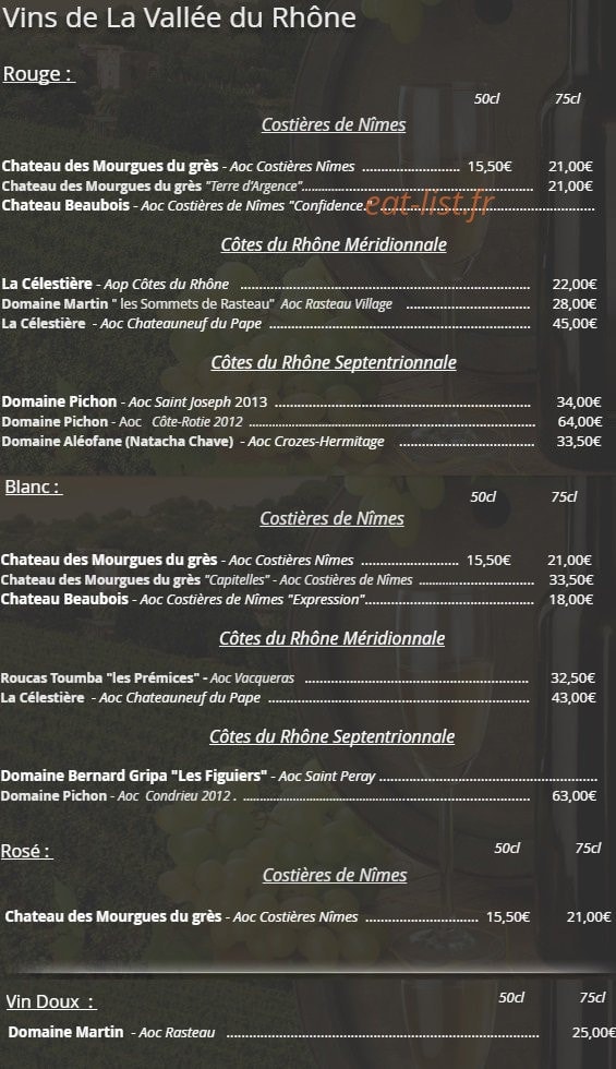 Auberge Restaurant l' Amandin — carte page 8