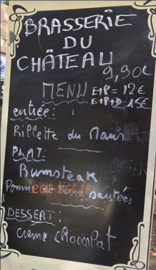 Brasserie Du Château — carte page 1