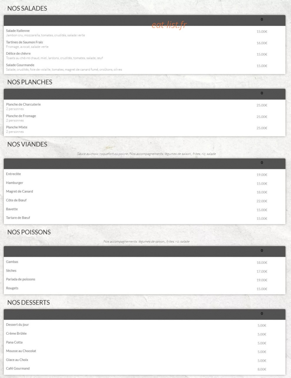 Café la Place — carte page 1