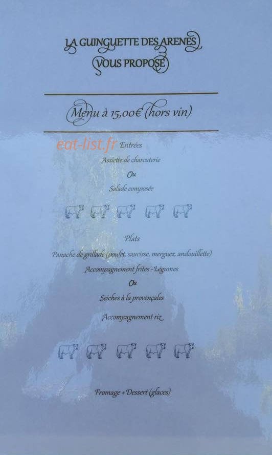La guinguette des arènes — carte page 1