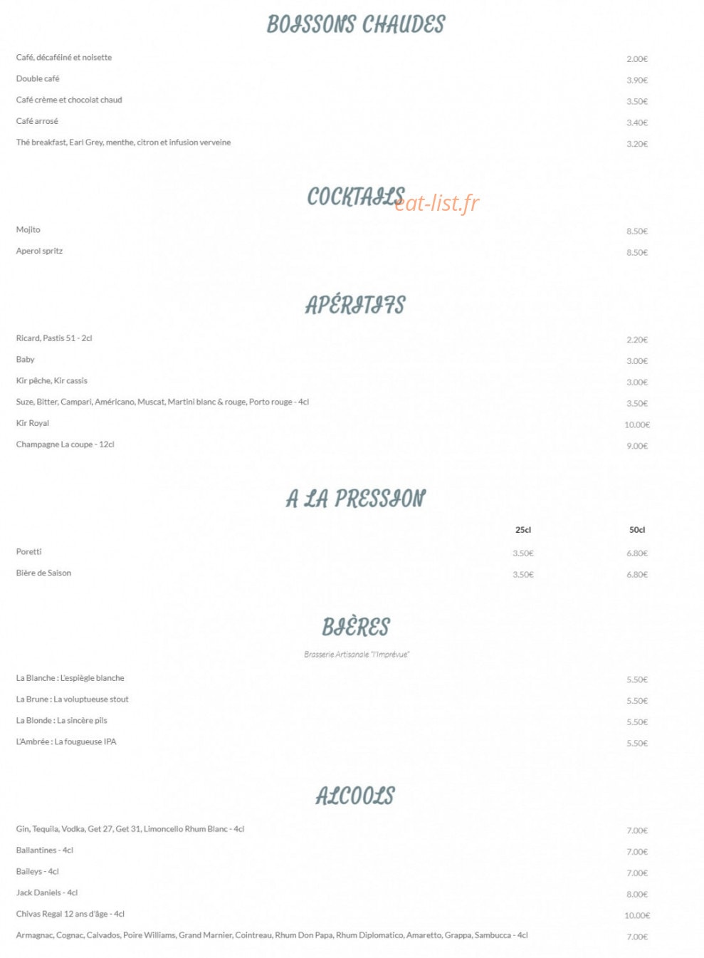 Le Bistrot Italien — carte page 5