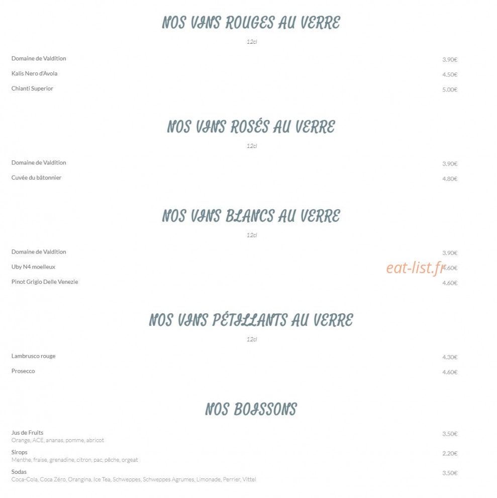 Le Bistrot Italien — carte page 4