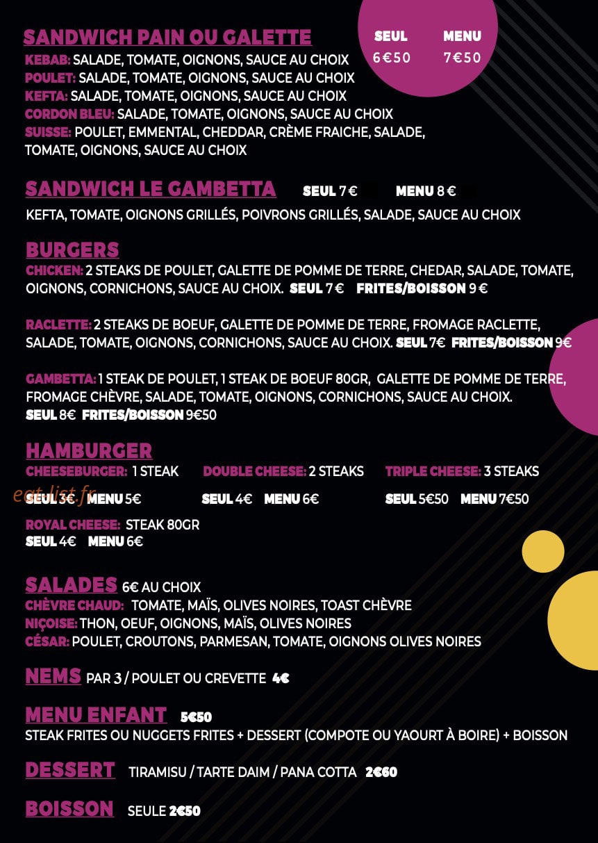 Le Gambetta Kfé — carte page 4