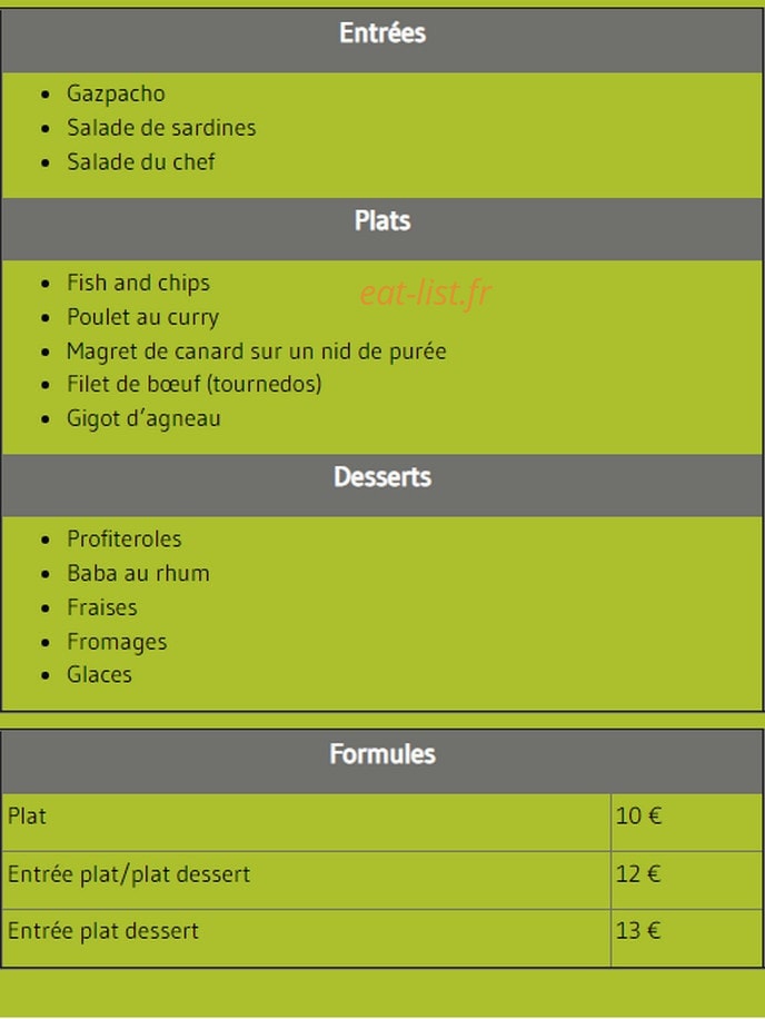 Restaurant La Terrasse — carte page 1