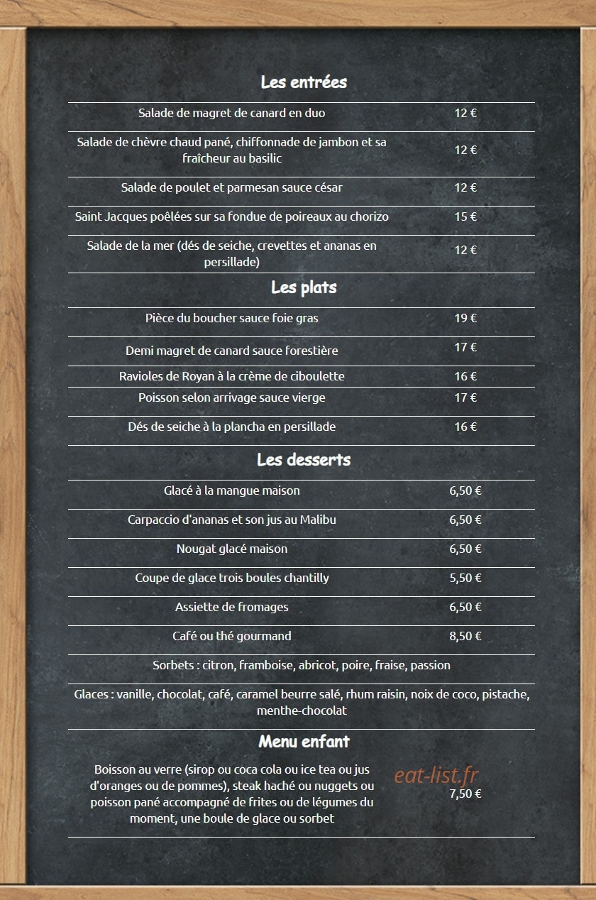 La Table d'Argence Officiel — carte page 1