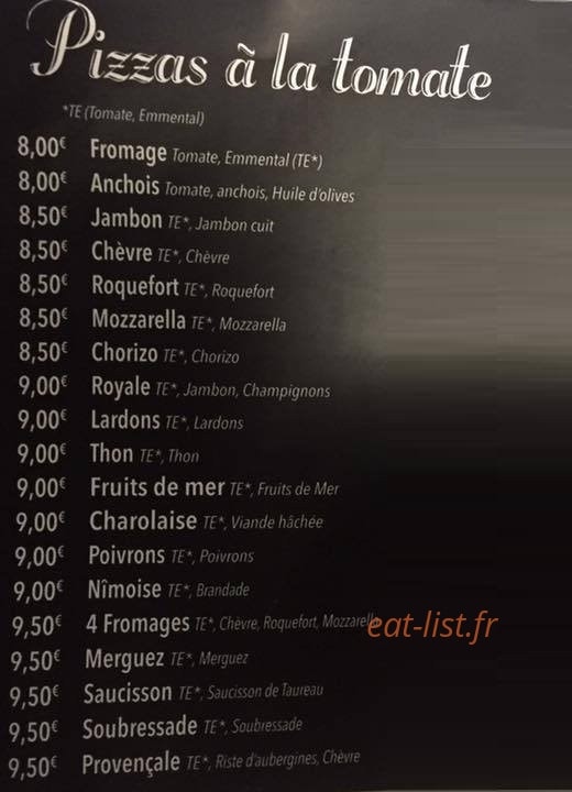 Pizza du chalet — carte page 1