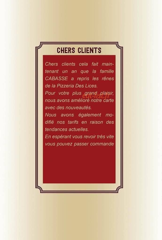 Pizzeria des lices — carte page 4