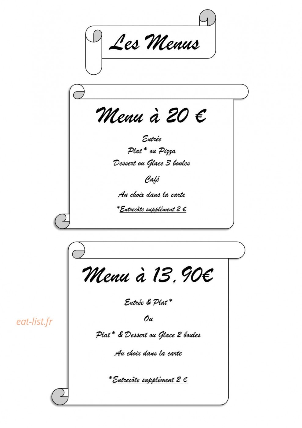 Restaurant Pépita — carte page 1