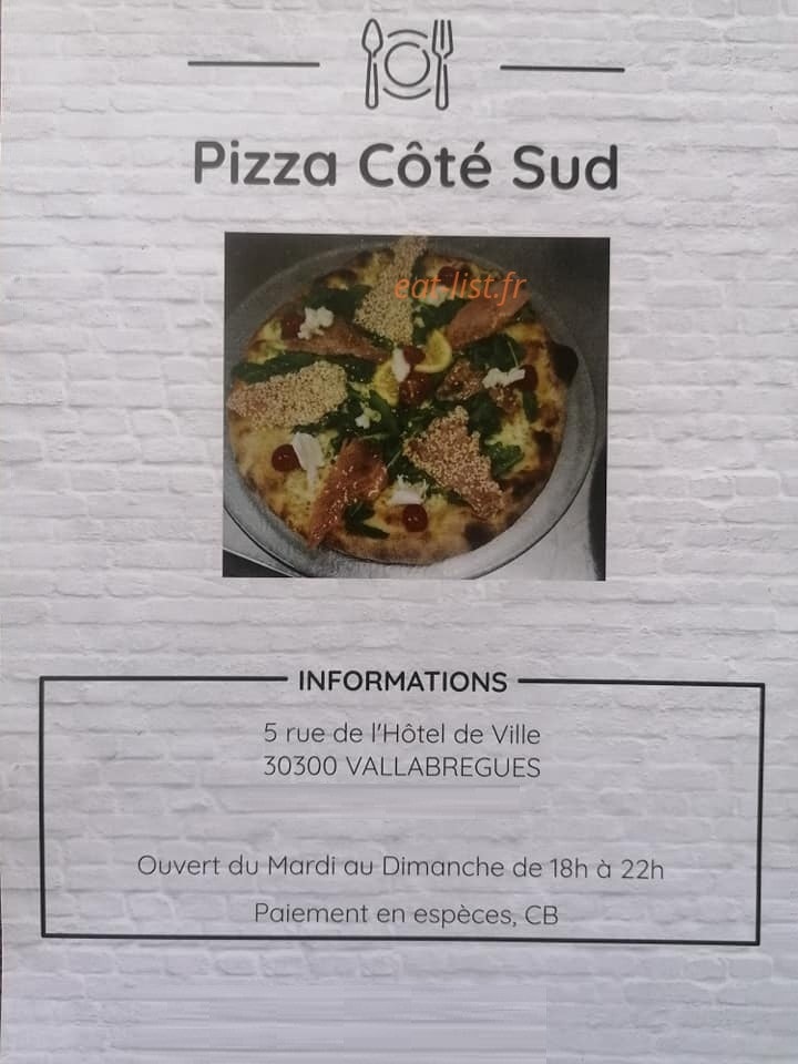 Pizza Côté Sud — carte page 2