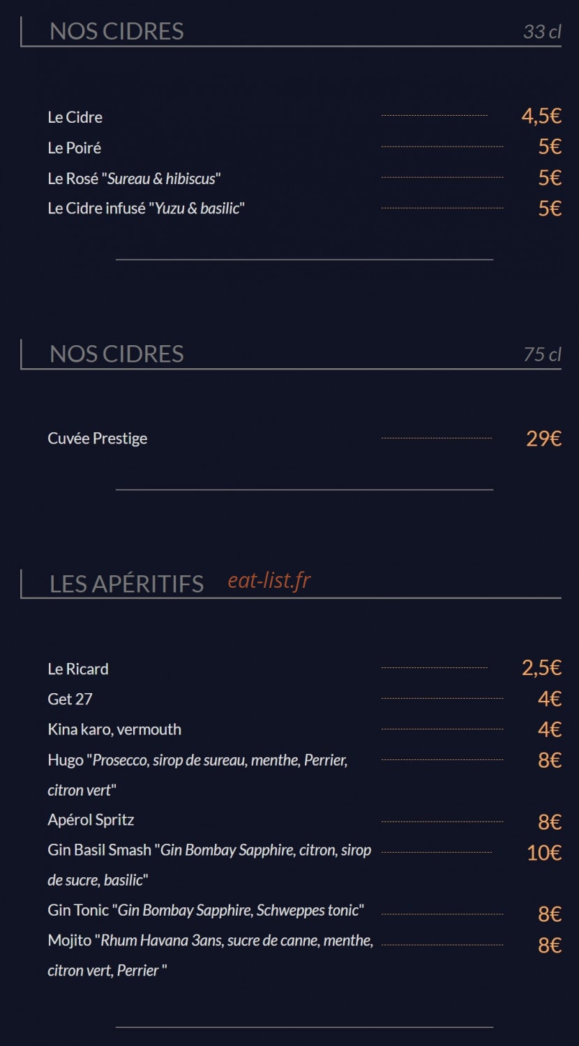 Bistrot Escargot — carte page 4