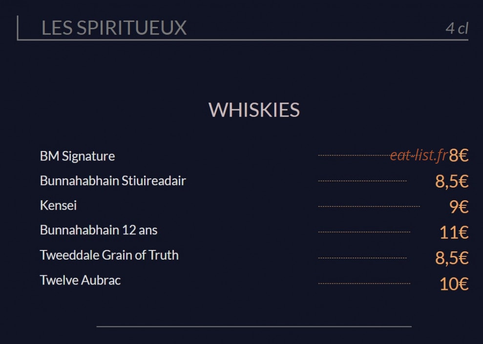 Bistrot Escargot — carte page 2