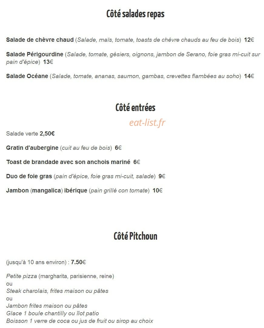 Côté Patio — carte page 1
