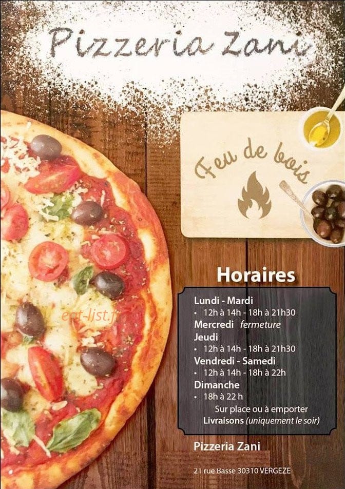 Pizzeria Zani — carte page 1