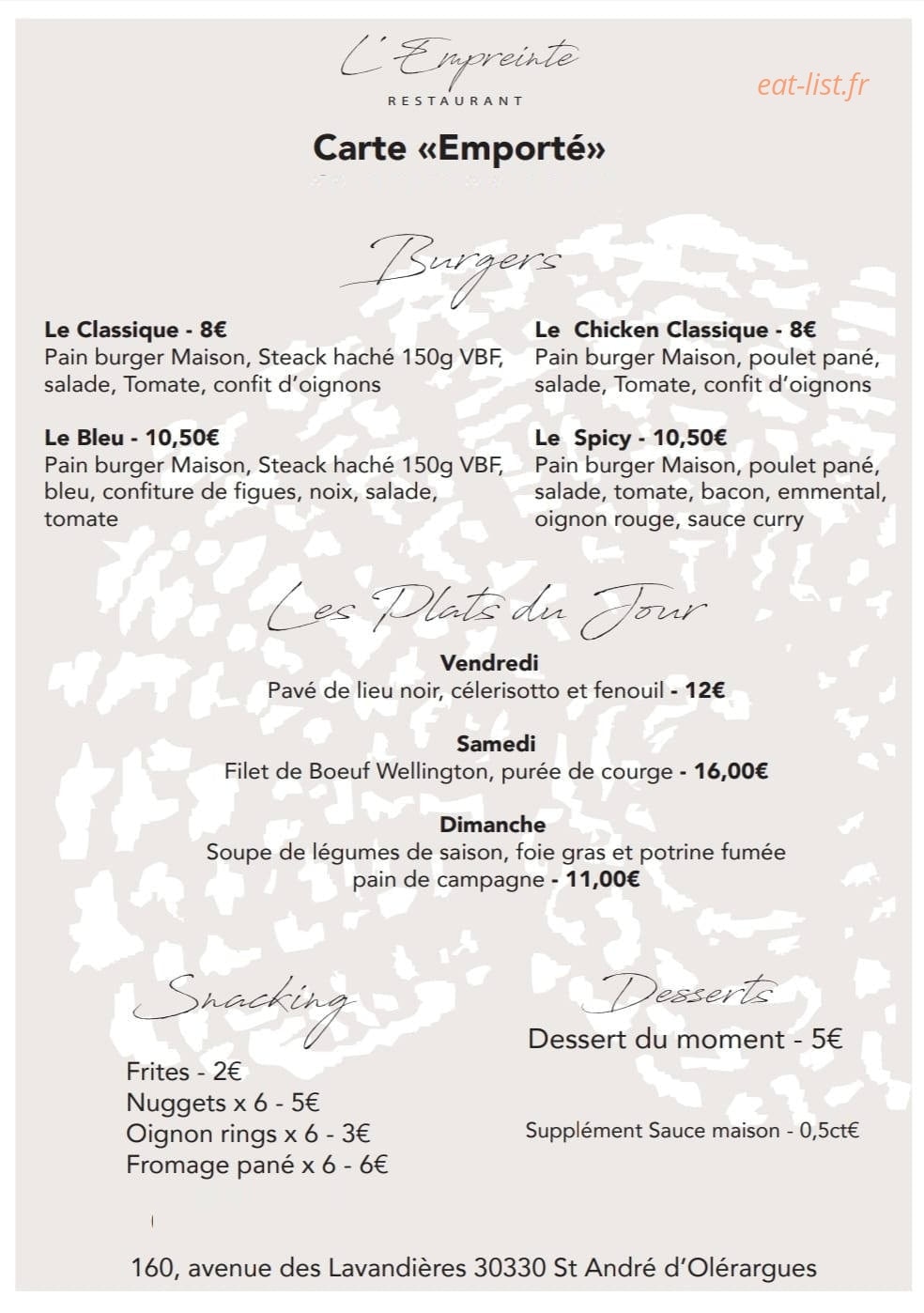 L'Empreinte — carte page 1