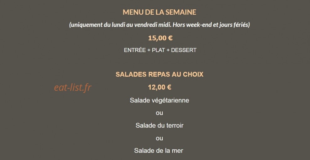 Carte et menu de Auberge les voutins à Mejannes les Ales — Menu de la semaine et salades repas
