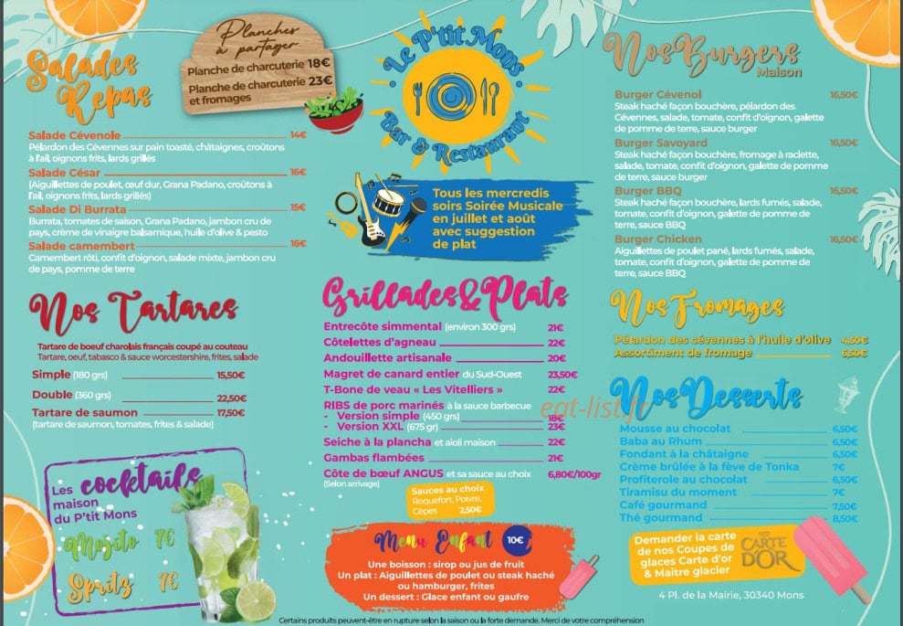 Le P'tit Mons — carte page 1