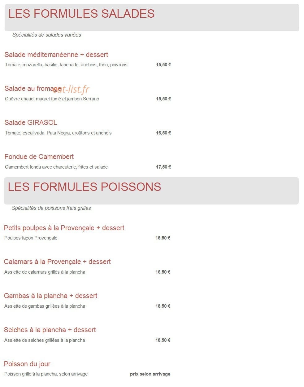 Restaurant Girasol — carte page 4
