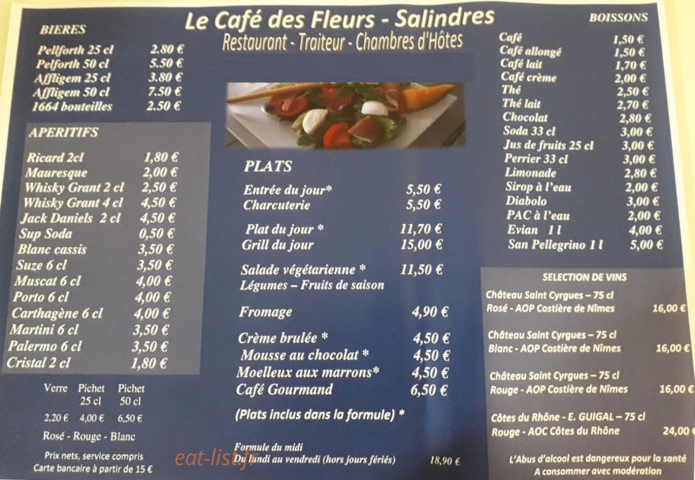 Le café des fleurs — carte page 1