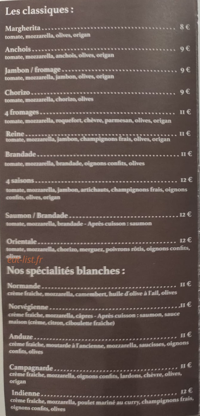 Pizza des Masiers — carte page 2