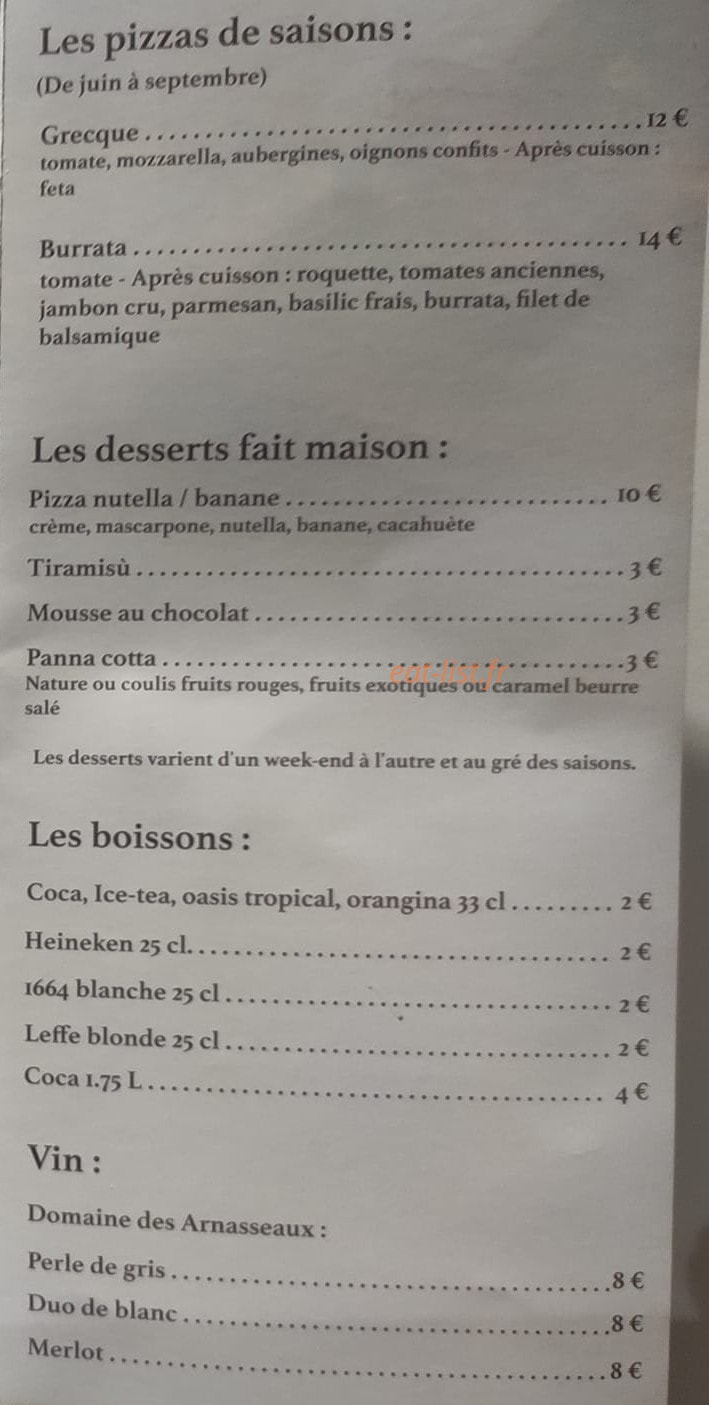 Pizza des Masiers — carte page 4