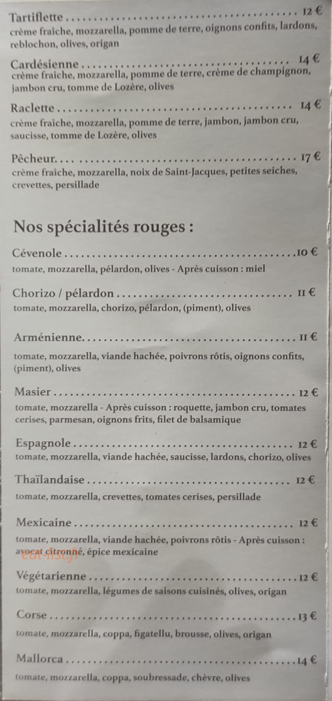 Pizza des Masiers — carte page 3