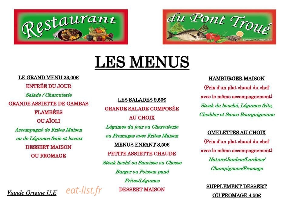Restaurant du pont troué — carte page 2