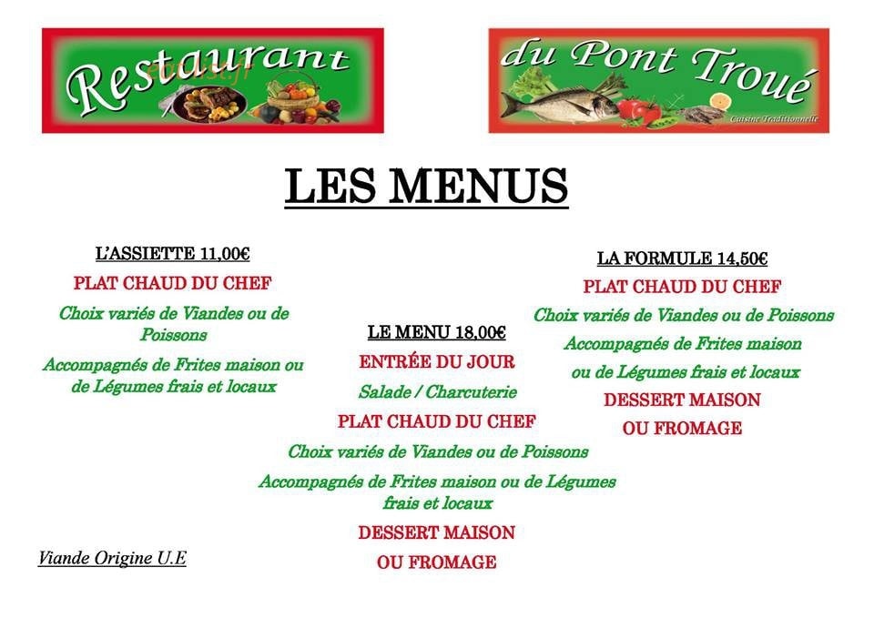 Restaurant du pont troué — carte page 3