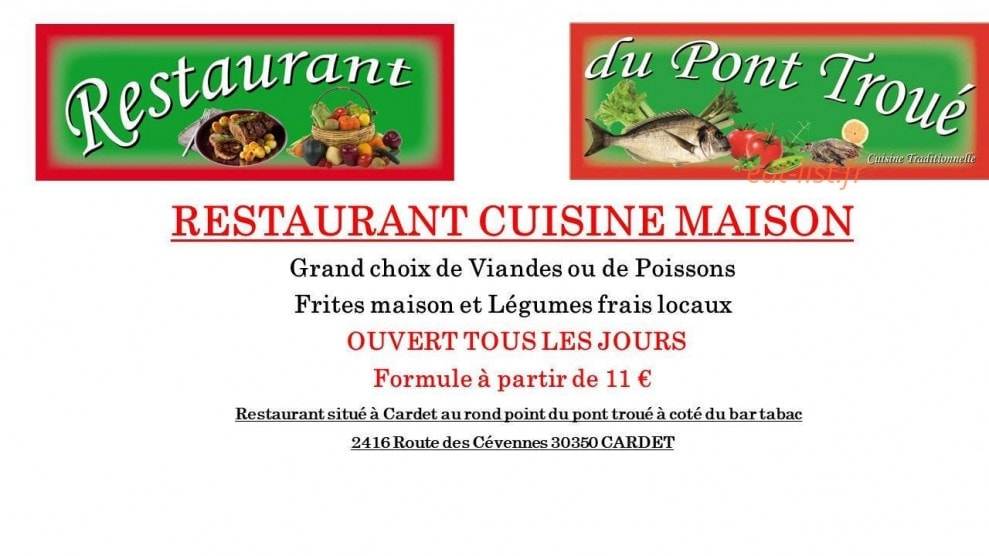 Restaurant du pont troué — carte page 1