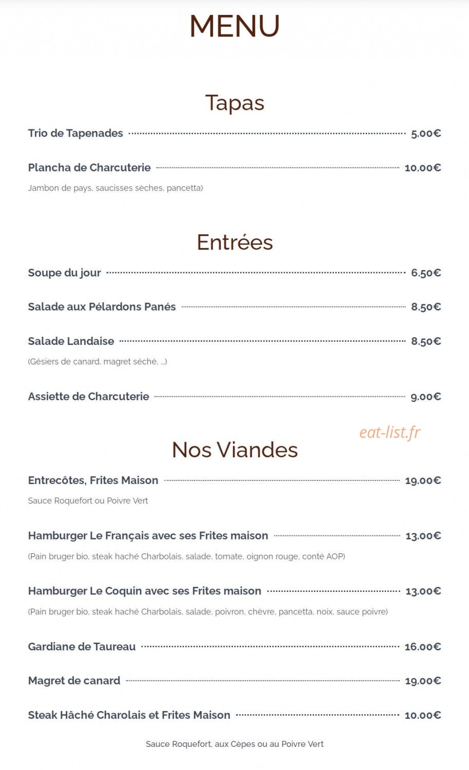 Café De La Poste — carte page 1