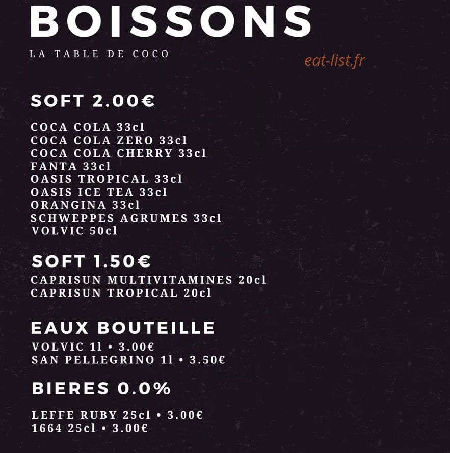 La Table de Coco — carte page 2
